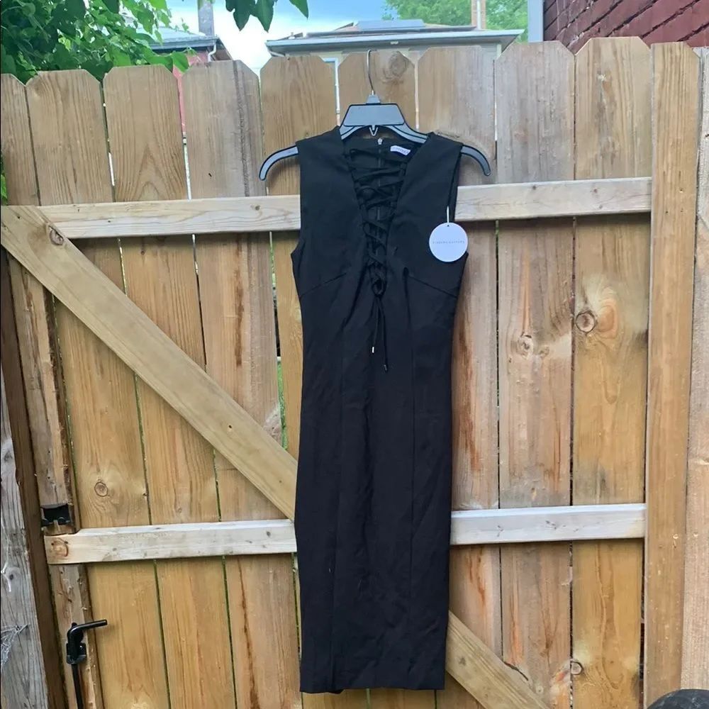 Finders Keepers Black Lace-Up Dress